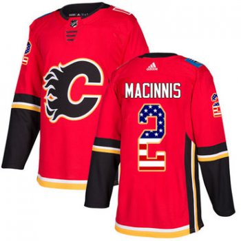 Adidas Flames #2 Al MacInnis Red Home Authentic USA Flag Stitched NHL Jersey