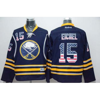 Men's Buffalo Sabres #15 Jack Eichel Home Navy Blue USA Flag NHL Reebok Fashion Jersey