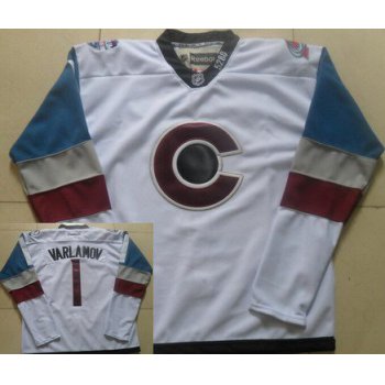 Men's Colorado Avalanche #1 Semyon Varlamov White 2016 Stadium Series Hockey Jersey