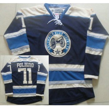 Men's Columbus Blue Jackets #71 Nick Foligno Navy Blue Alternate Premier NHL Reebok Jersey