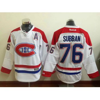 Men's Montreal Canadiens #76 P.K. Subban Reebok White 2015-16 Away Premier NHL Jersey