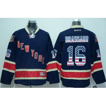 Men's New York Rangers #16 Derick Brassard Reebok Navy Blue Third USA Flag Hockey Jersey