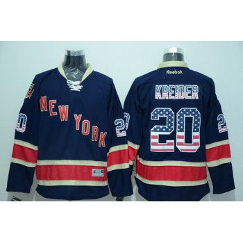 Men's New York Rangers #20 Chris Kreider Reebok Navy Blue Third USA Flag Hockey Jersey