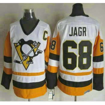 Men's Pittsburgh Penguins #68 Jaromir Jagr 1988-89 White CCM Vintage Throwback Jersey