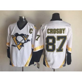 Men's Pittsburgh Penguins #87 Sidney Crosby 2002-03 White CCM Vintage Throwback Jersey