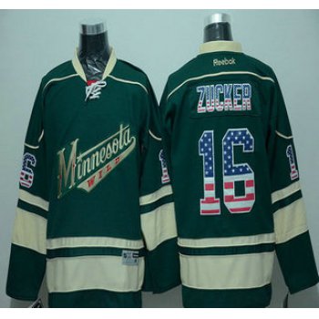 Minnesota Wild #16 Jason Zucker Green USA Flag Hockey Jersey