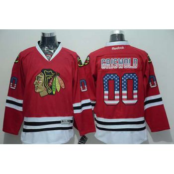 Men's Chicago Blackhawks #00 Clark Griswold USA Flag Fashion Red Jersey