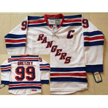 Men's New York Rangers #99 Wayne Gretzky 1999-00 White CCM Vintage Throwback Jersey