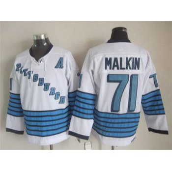 Men's Pittsburgh Penguins #71 Evgeni Malkin 1967-68 White CCM Vintage Throwback Jersey
