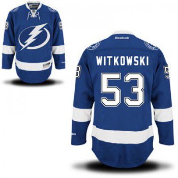 Men's Reebok Tampa Bay Lightning #53 Luke Witkowski Premier Royal Blue Home NHL Jersey - Men's Size