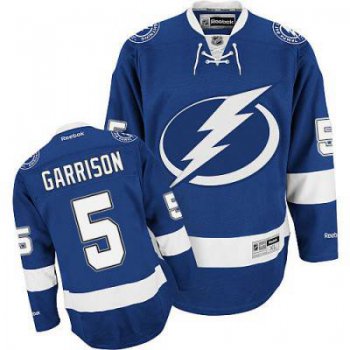 Men's Reebok Tampa Bay Lightning #5 Jason Garrison Premier Blue Home NHL Jersey