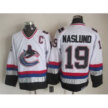 Men's Vancouver Canucks #19 Markus Naslund 1997-98 White CCM Vintage Throwback Jersey