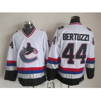 Men's Vancouver Canucks #44 Todd Bertuzzi 1997-98 White CCM Vintage Throwback Jersey
