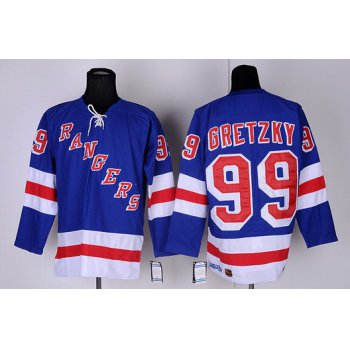 New York Rangers #99 Wayne Gretzky Light Blue Throwback CCM Jersey