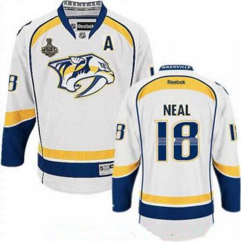 Men's Nashville Predators #18 James Neal White 2017 Stanley Cup Finals A Patch Stitched NHL Reebok Hockey Jersey