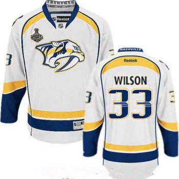 Men's Nashville Predators #33 Colin Wilson White 2017 Stanley Cup Finals Patch Stitched NHL Reebok Hockey Jersey