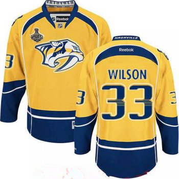 Men's Nashville Predators #33 Colin Wilson Yellow 2017 Stanley Cup Finals Patch Stitched NHL Reebok Hockey Jersey