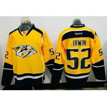 Men's Nashville Predators #52 Matt Irwin Yellow Home Stitched NHL Reebok Hockey Jersey