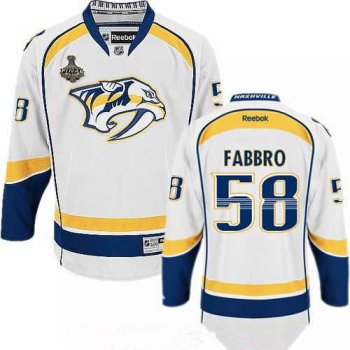 Men's Nashville Predators #58 Dante Fabbro White 2017 Stanley Cup Finals Patch Stitched NHL Reebok Hockey Jersey
