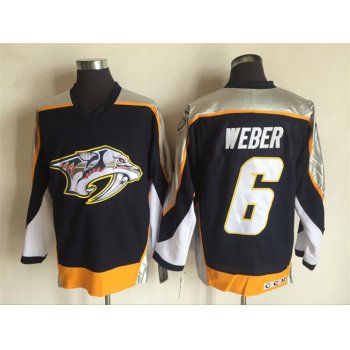 Men's Nashville Predators #6 Shea Weber Navy Blue 1998-99 Throwback Stitched NHL CCM Vintage Hockey Jersey