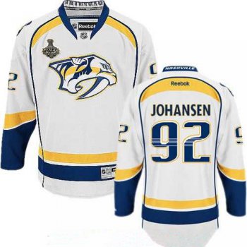 Men's Nashville Predators #92 Ryan Johansen White 2017 Stanley Cup Finals Patch Stitched NHL Reebok Hockey Jersey