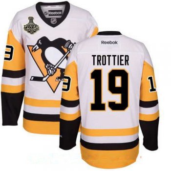 Men's Pittsburgh Penguins #19 Bryan Trottier White Third 2017 Stanley Cup Finals Patch Stitched NHL Reebok Hockey Jersey