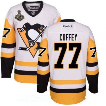 Men's Pittsburgh Penguins #77 Paul Coffey White Third 2017 Stanley Cup Finals Patch Stitched NHL Reebok Hockey Jersey