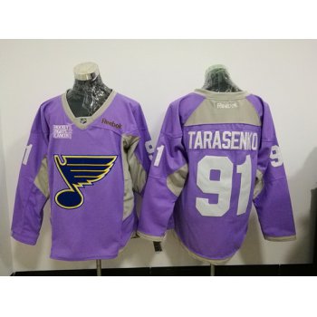 Men's St. Louis Blues #91 Vladimir Tarasenko Purple Pink Hockey Fights Cancer Practice Stitched NHL Reebok Hockey Jersey