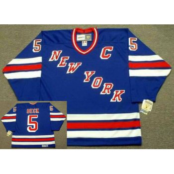 Men's York Rangers #5 BARRY BECK 1983 CCM Vintage Away NHL Hockey Jersey