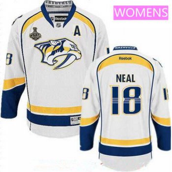 Women's Nashville Predators #18 James Neal White 2017 Stanley Cup Finals A Patch Stitched NHL Reebok Hockey Jersey
