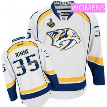 Women's Nashville Predators #35 Pekka Rinne White 2017 Stanley Cup Finals Patch Stitched NHL Reebok Hockey Jersey