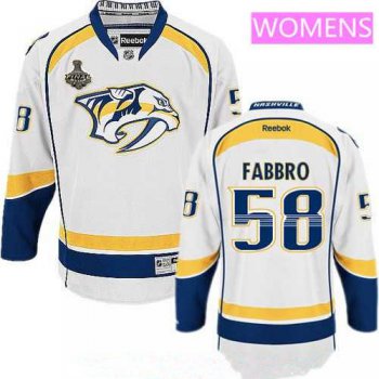 Women's Nashville Predators #58 Dante Fabbro White 2017 Stanley Cup Finals Patch Stitched NHL Reebok Hockey Jersey