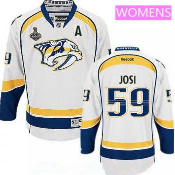 Women's Nashville Predators #59 Roman Josi White 2017 Stanley Cup Finals A Patch Stitched NHL Reebok Hockey Jersey
