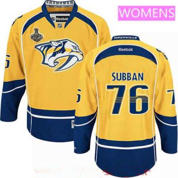 Women's Nashville Predators #76 P.K. Subban Yellow 2017 Stanley Cup Finals Patch Stitched NHL Reebok Hockey Jersey