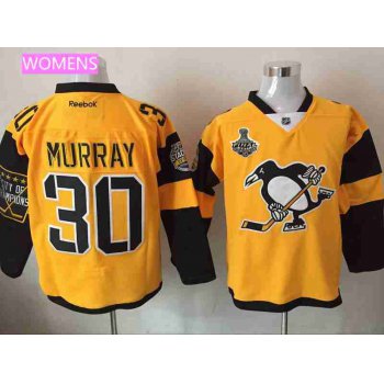 Women's Pittsburgh Penguins #30 Matt Murray Yellow Stadium Series 2017 Stanley Cup Finals Patch Stitched NHL Reebok Hockey Jersey