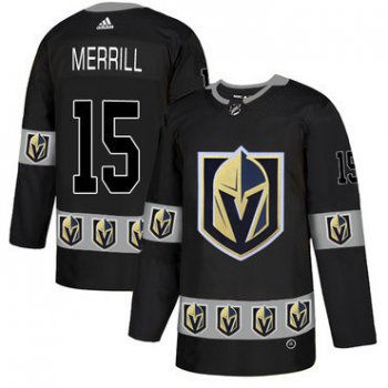 Men's Vegas Golden Knights #15 Jon Merrill Black Team Logos Fashion Adidas Jersey