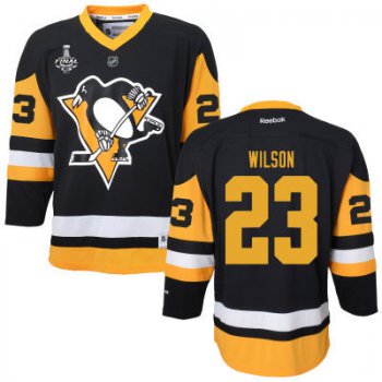 Women's Pittsburgh Penguins #23 Scott Wilson Black With Yellow 2017 Stanley Cup NHL Finals Patch Jersey