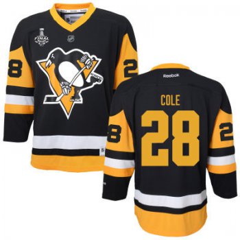 Women's Pittsburgh Penguins #28 Ian Cole Black With Yellow 2017 Stanley Cup NHL Finals Patch Jersey