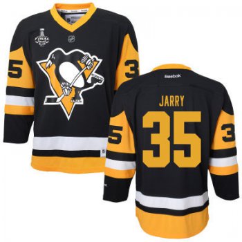 Women's Pittsburgh Penguins #35 Tristan Jarry Black With Yellow 2017 Stanley Cup NHL Finals Patch Jersey
