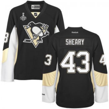 Women's Pittsburgh Penguins #43 Conor Sheary Black Team Color 2017 Stanley Cup NHL Finals Patch Jersey