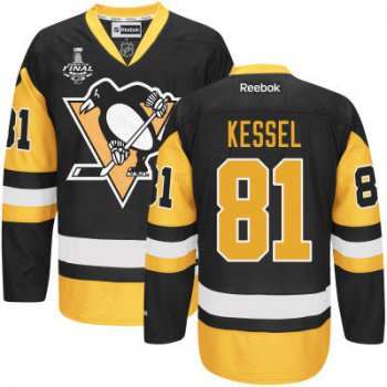 Youth Pittsburgh Penguins #81 Phil Kessel Black With Gold 2017 Stanley Cup NHL Finals Patch Jersey