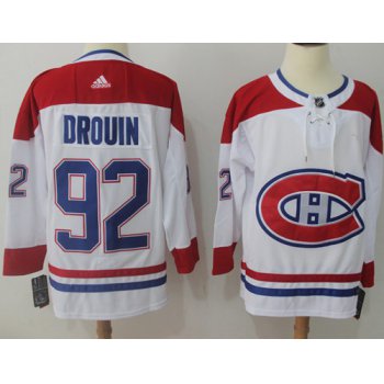 Adidas Canadiens #92 Jonathan Drouin White Road Authentic Stitched NHL Jersey