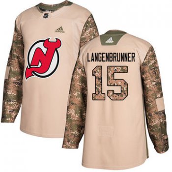Adidas Devils #15 Langenbrunner Camo Authentic 2017 Veterans Day Stitched NHL Jersey