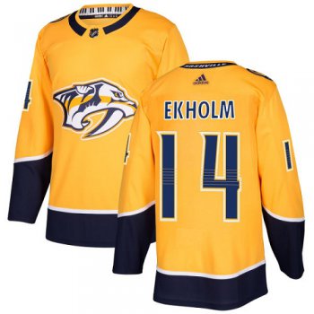 Adidas Predators #14 Mattias Ekholm Yellow Home Authentic Stitched NHL Jersey