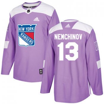 Adidas Rangers #13 Sergei Nemchinov Purple Authentic Fights Cancer Stitched NHL Jersey