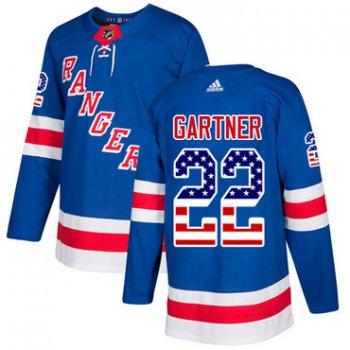 Adidas Rangers #22 Mike Gartner Royal Blue Home Authentic USA Flag Stitched NHL Jersey