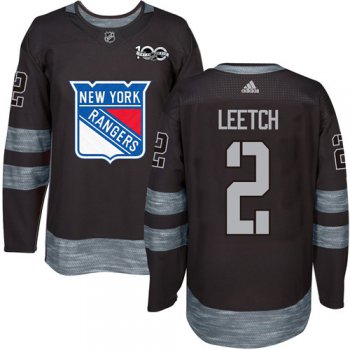 Men's York Rangers #2 Brian Leetch Black 1917-2017 100th Anniversary Stitched NHL Jersey