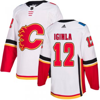 Men's Adidas Calgary Flames #12 Jarome Iginla White Away Authentic NHL Jersey