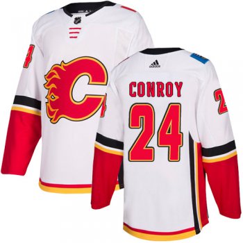 Men's Adidas Calgary Flames #24 Craig Conroy White Away Authentic NHL Jersey