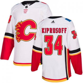 Men's Adidas Calgary Flames #34 Miikka Kiprusoff White Away Authentic NHL Jersey